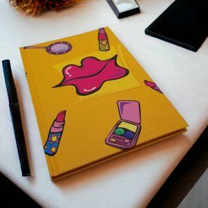 Journal Sheet Book Make up Beauty Mirror Lipstick Yellow Notebook Home Office